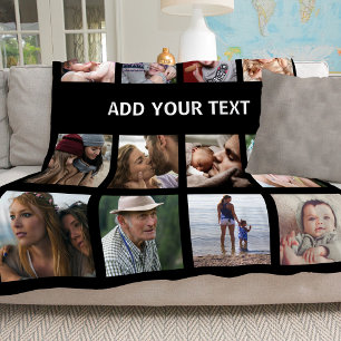 Personalized 16 Photo Collage Fleece Blanket