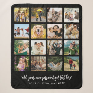 Personalized 16 Photo Collage Sherpa Blanket
