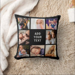 Personalized 16 Photo Collage Throw Pillow<br><div class="desc">Show your family how much you care with a personalized photo collage pillow! This one-of-a-kind pillow features a black background that you can easily change to any colour you'd like. With 16 photo slots, you can pick your favourite moments to be made into a keepsake that will last forever. Plus,...</div>