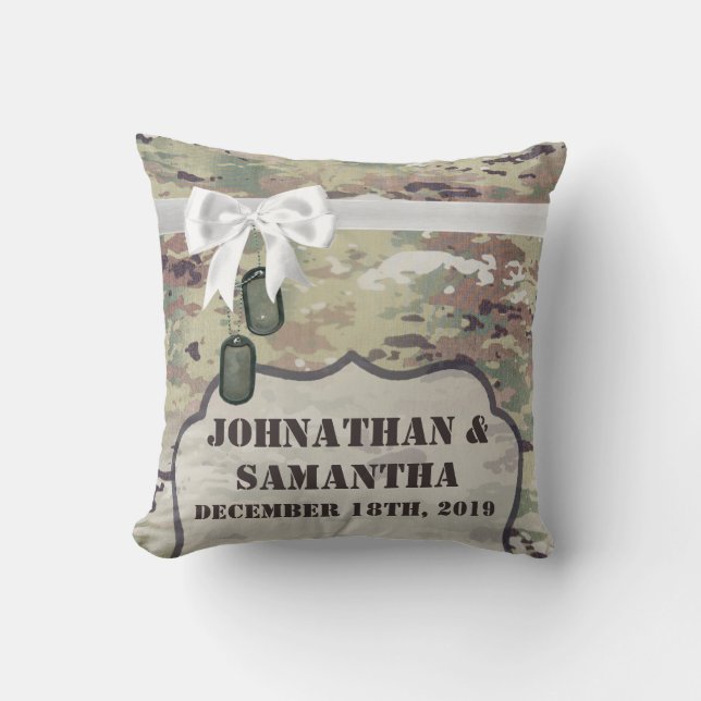 Personalized 16"x16" Throw Pillow Army OCP Camo (Front)