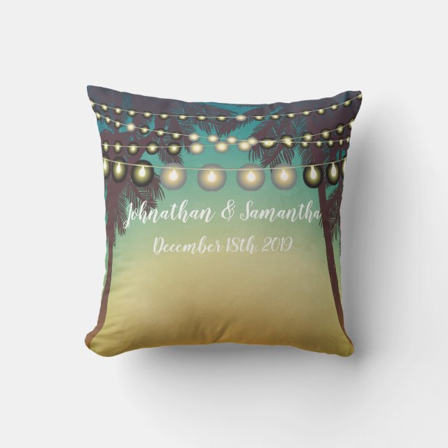 Personalized 16"x16" Throw Pillow Beach Sunset Pal (Front)
