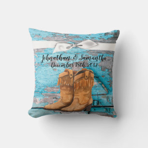 Personalized 16"x16" Throw Pillow Blue Wood Barn D