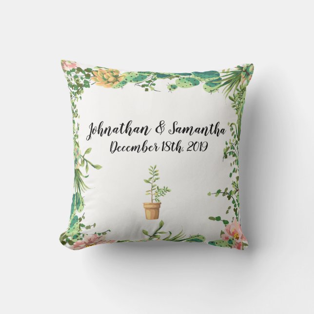 Personalized 16"x16" Throw Pillow Bohemian Cactus (Front)