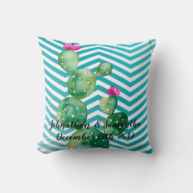 Personalized 16"x16" Throw Pillow Boho Cacti Cactu (Front)