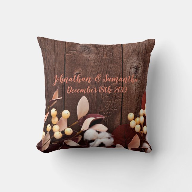 Personalized 16"x16" Throw Pillow Cotton Branch on (Front)