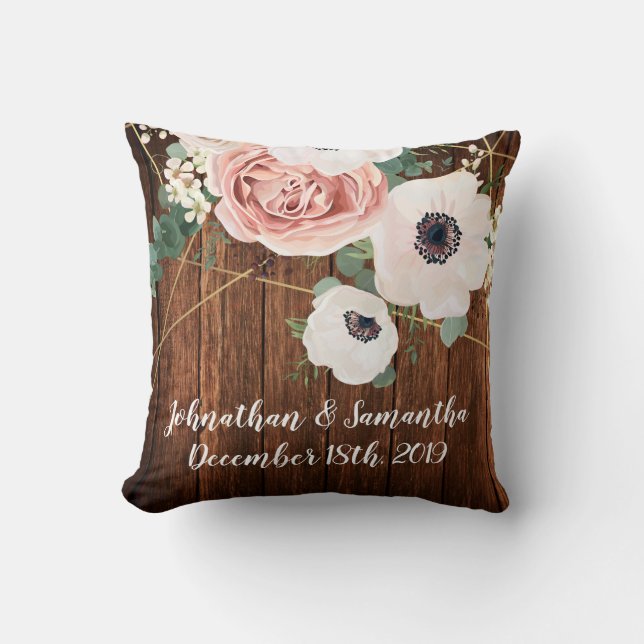 Personalized 16"x16" Throw Pillow Geometric Rose (Front)