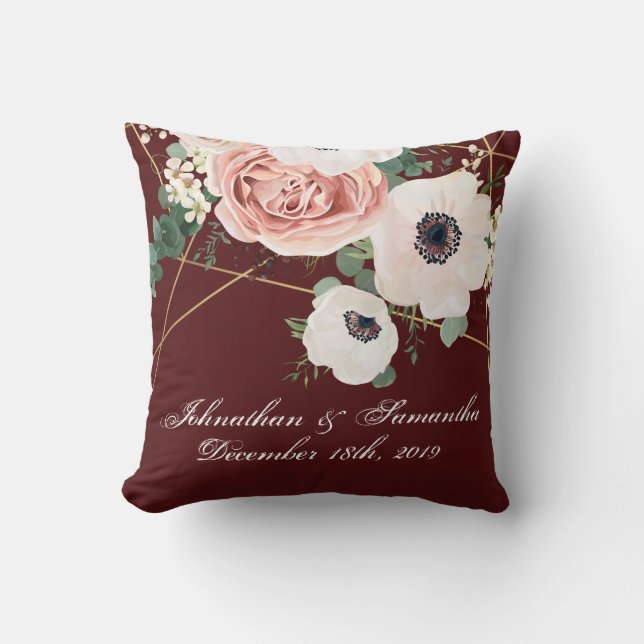 Personalized 16"x16" Throw Pillow Geometric Wine (Front)
