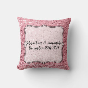 Personalized 16"x16" Throw Pillow Rose Gold Glitte