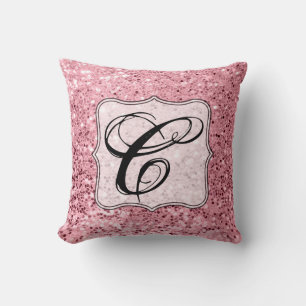 Personalized 16"x16" Throw Pillow Rose Gold Glitte