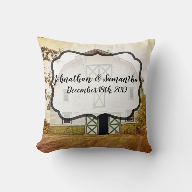 Personalized 16"x16" Throw Pillow Sunset Barn Coun (Front)