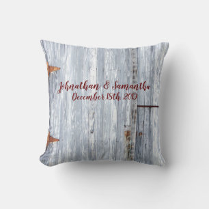 Personalized 16"x16" Throw Pillow White Wash Wood