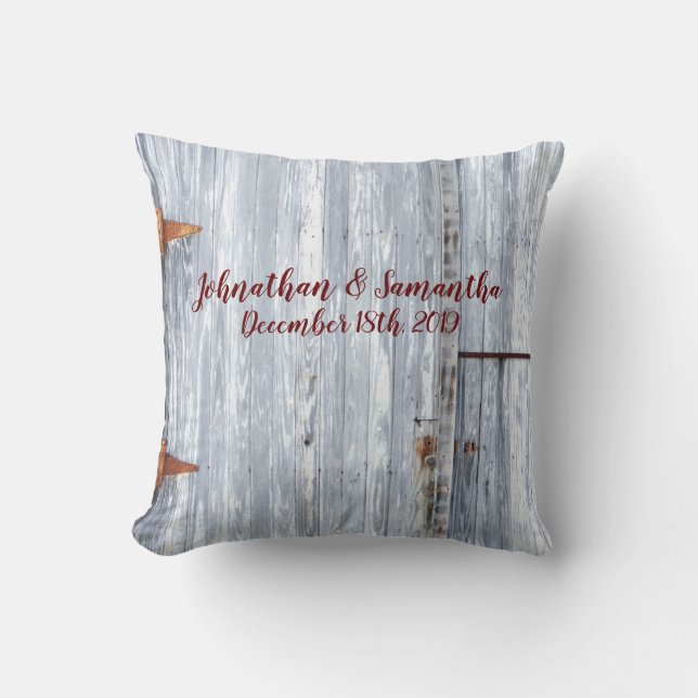 Personalized 16"x16" Throw Pillow White Wash Wood (Front)