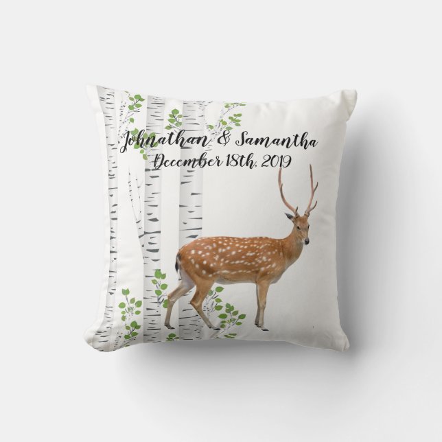 Personalized 16"x16" Throw Pillow XDeer Doe Woodla (Front)