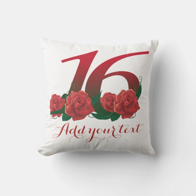 Personalized 16th 16 custom text Pillow (Front)