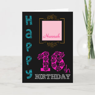 Personalized 16th Birthday Girly Greeting card