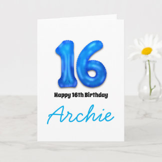 Personalized 16th Birthday Number Balloon Card