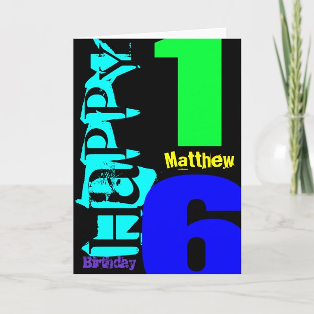 Personalized 16th Birthday POP Greeting Card (Front)