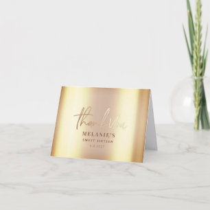 Personalized 16th Bridal luxury gold Thank You Card