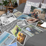 Personalized 17 Dad Photo Collage | Father's Day F Fleece Blanket<br><div class="desc">Custom photo blanket featuring 17 pictures of your choice on a grey background that can be changed to any colour,  and a text template that is easy to personalize. Great gift for dads and grandads for birthdays or Fathers Day.</div>