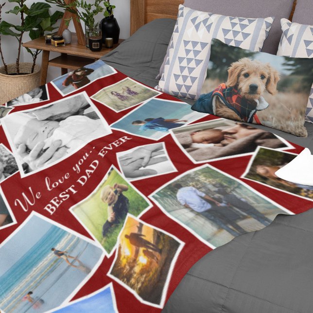 Personalized 17 Dad Photo Collage | Father's Day Fleece Blanket (Creator Uploaded)