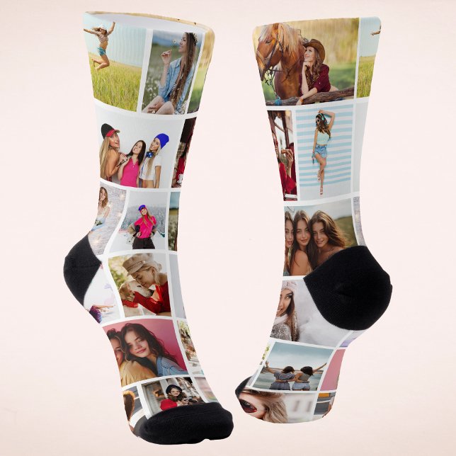 Personalized 18 Photo Collage Custom Gift Socks (Creator Uploaded)
