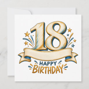 Personalized 18th Birthday Gold and Blue Design Save The Date
