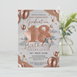 Personalized 18th Birthday Graduation Rose Hue Invitation