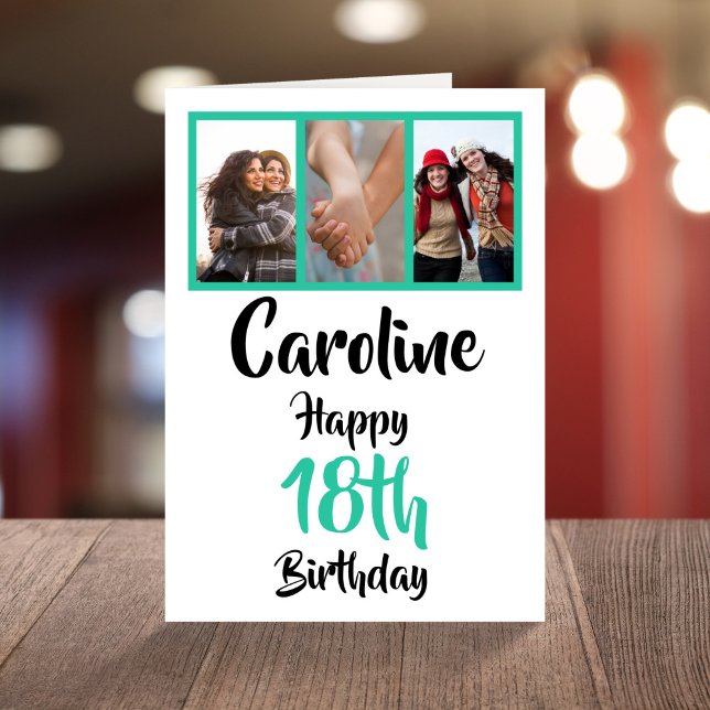 Personalized 18th happy birthday photo collage card (Creator Uploaded)