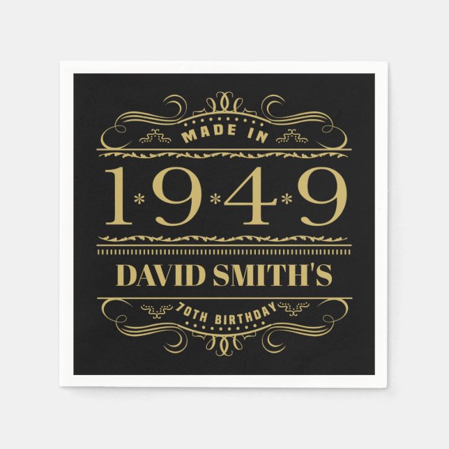 Personalized 1949 70th Birthday Napkin (Front)