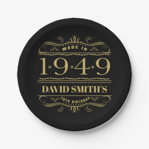 Personalized 1949 70th Birthday Paper Plate