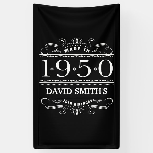Personalized 1950 70th Birthday Banner (Vertical)