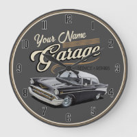 Personalized 1950's Garage Large Clock