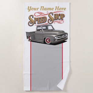 Personalized 1956 Speed Shop Truck Beach Towel