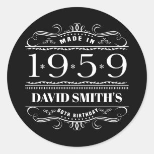 Personalized 1959 Birthday For Men Classic Round Sticker