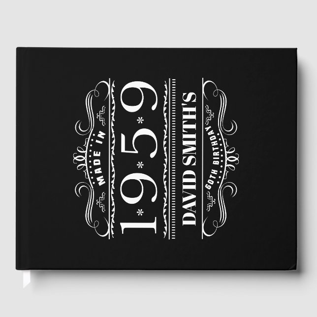 Personalized 1959 Birthday For Men Guest Book (Front)