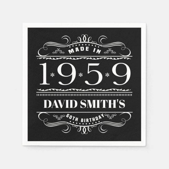 Personalized 1959 Birthday For Men Napkin (Front)