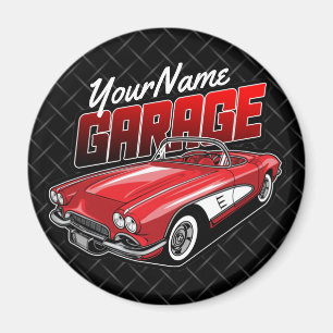 Personalized 1961 C1 Red Classic Sports Car Garage Magnet