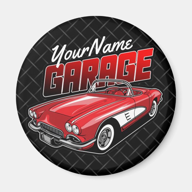 Personalized 1961 C1 Red Classic Sports Car Garage Magnet (Front)