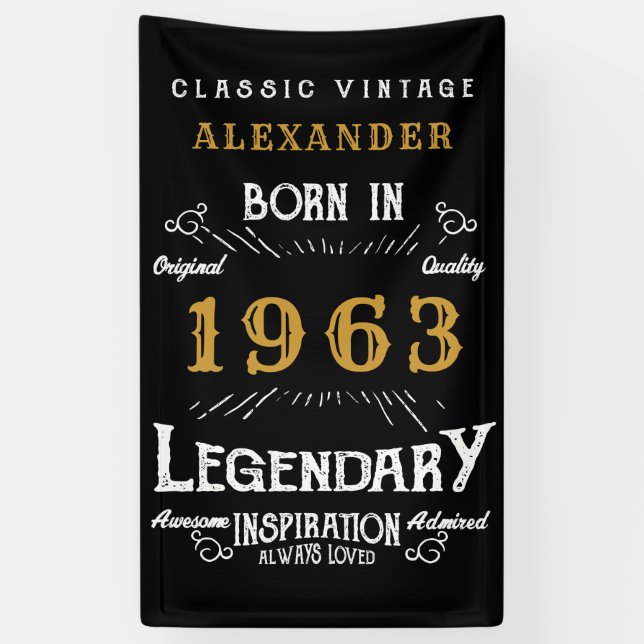 Personalized 1963 60th Birthday Add Name Legendary Banner (Vertical)