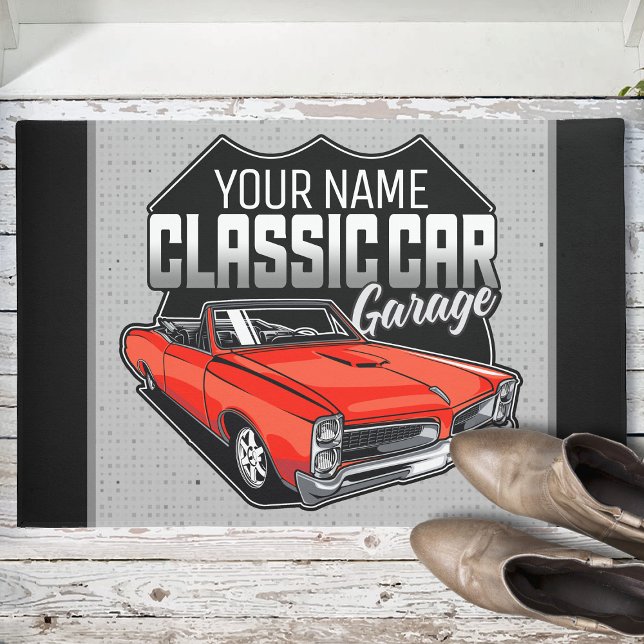 Personalized 1966 Convertible Classic Car Garage Doormat (Creator Uploaded)