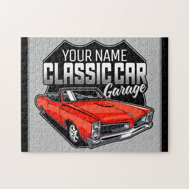Personalized 1966 Convertible Classic Car Garage Jigsaw Puzzle (Horizontal)