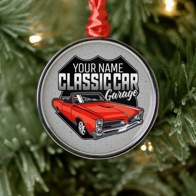 Personalized 1966 Convertible Classic Car Garage Metal Ornament (Tree)