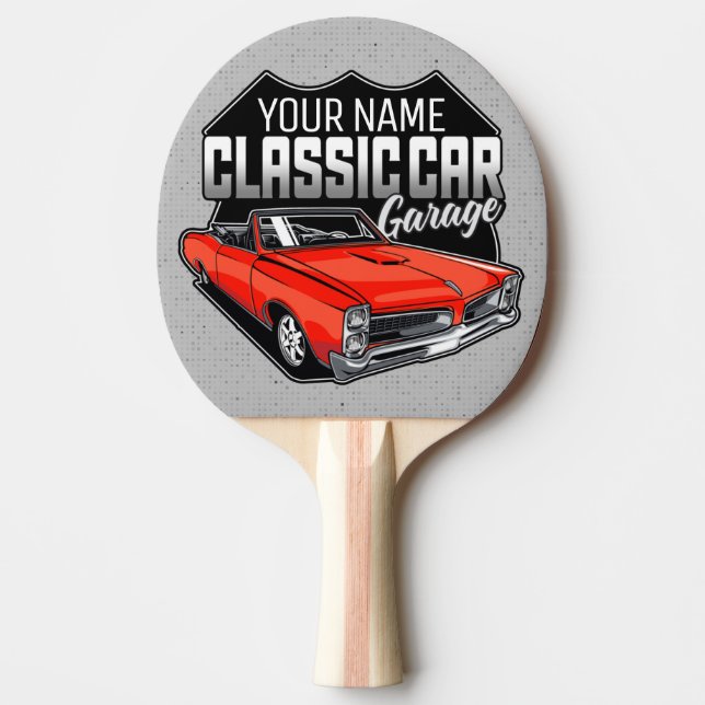 Personalized 1966 Convertible Classic Car Garage Ping Pong Paddle (Front)