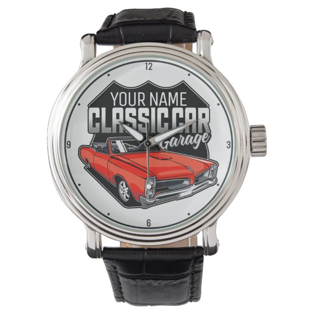 Personalized 1966 Convertible Classic Car Garage Watch (Front)