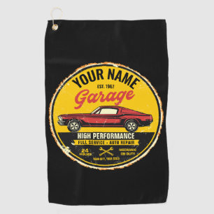 Personalized 1967 Fastback Red Classic Car Garage Golf Towel