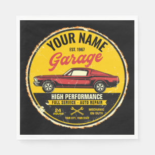 Personalized 1967 Fastback Red Classic Car Garage Napkin