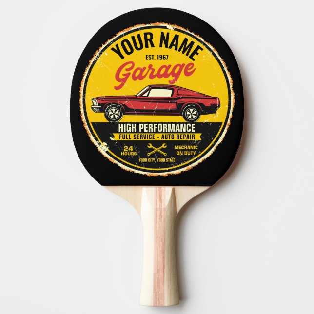 Personalized 1967 Fastback Red Classic Car Garage  Ping Pong Paddle (Front)