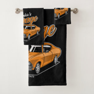 Personalized 1968 396 Classic Muscle Car Garage Bath Towel Set