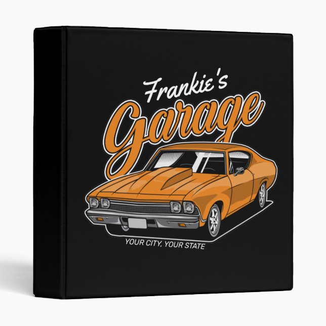 Personalized 1968 396 Classic Muscle Car Garage  Binder (Front/Spine)
