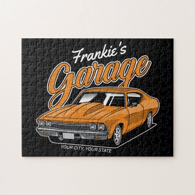 Personalized 1968 396 Classic Muscle Car Garage Jigsaw Puzzle (Horizontal)